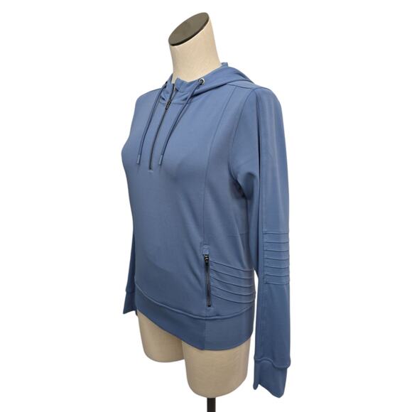 Athleta Womens‎ Venice Moto Hoodie Jacket Size XS Cottage Blue Pleated 1/4 Zip - Picture 8 of 10